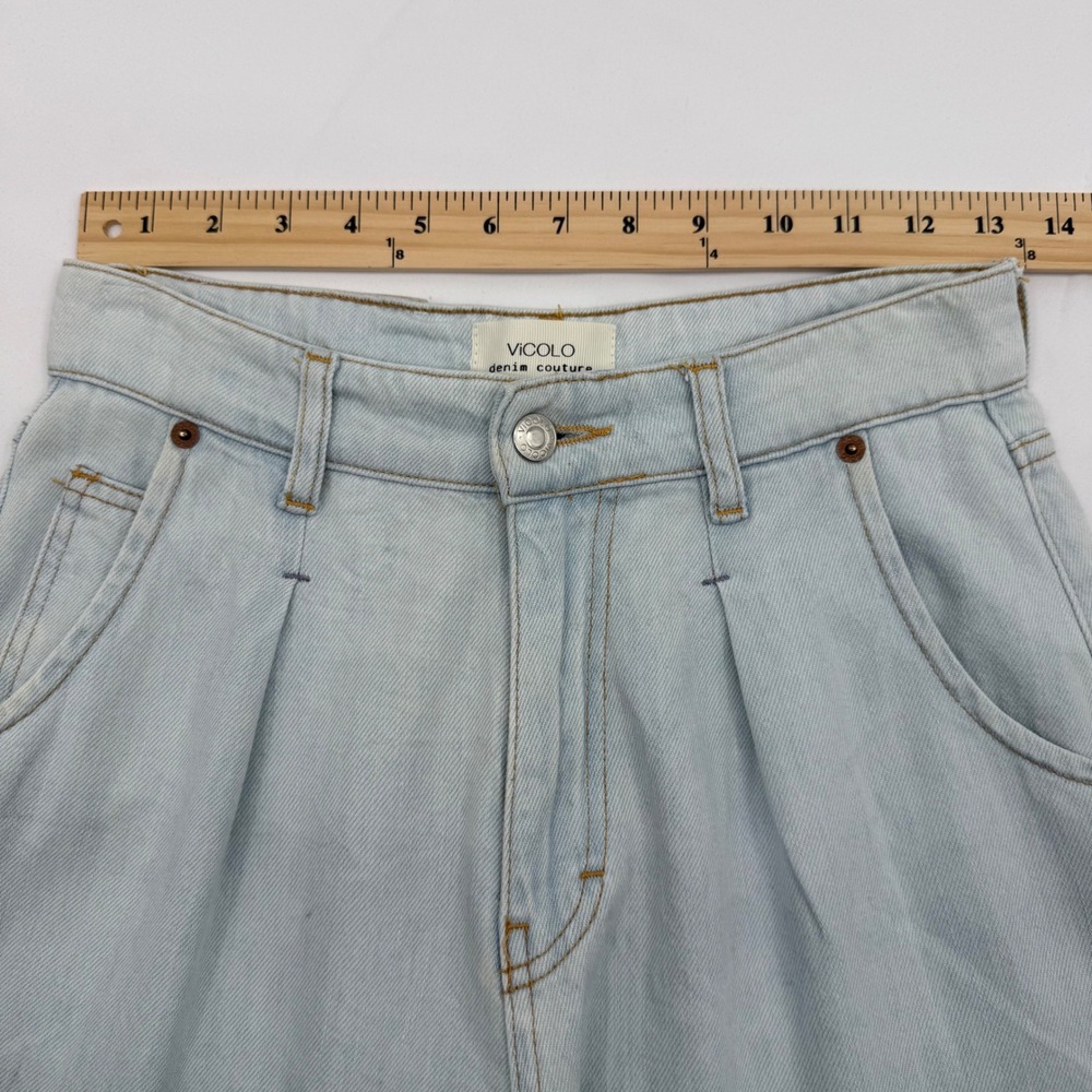 Vicolo Denim Couture Jeans Light Wash Pleated High Waist Tapered 90s‎ - Picture 7 of 13